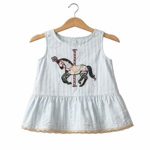 Genuine Kids Carousel Blue & White Sleeveless Top. Size 5. Great Condition. HTF